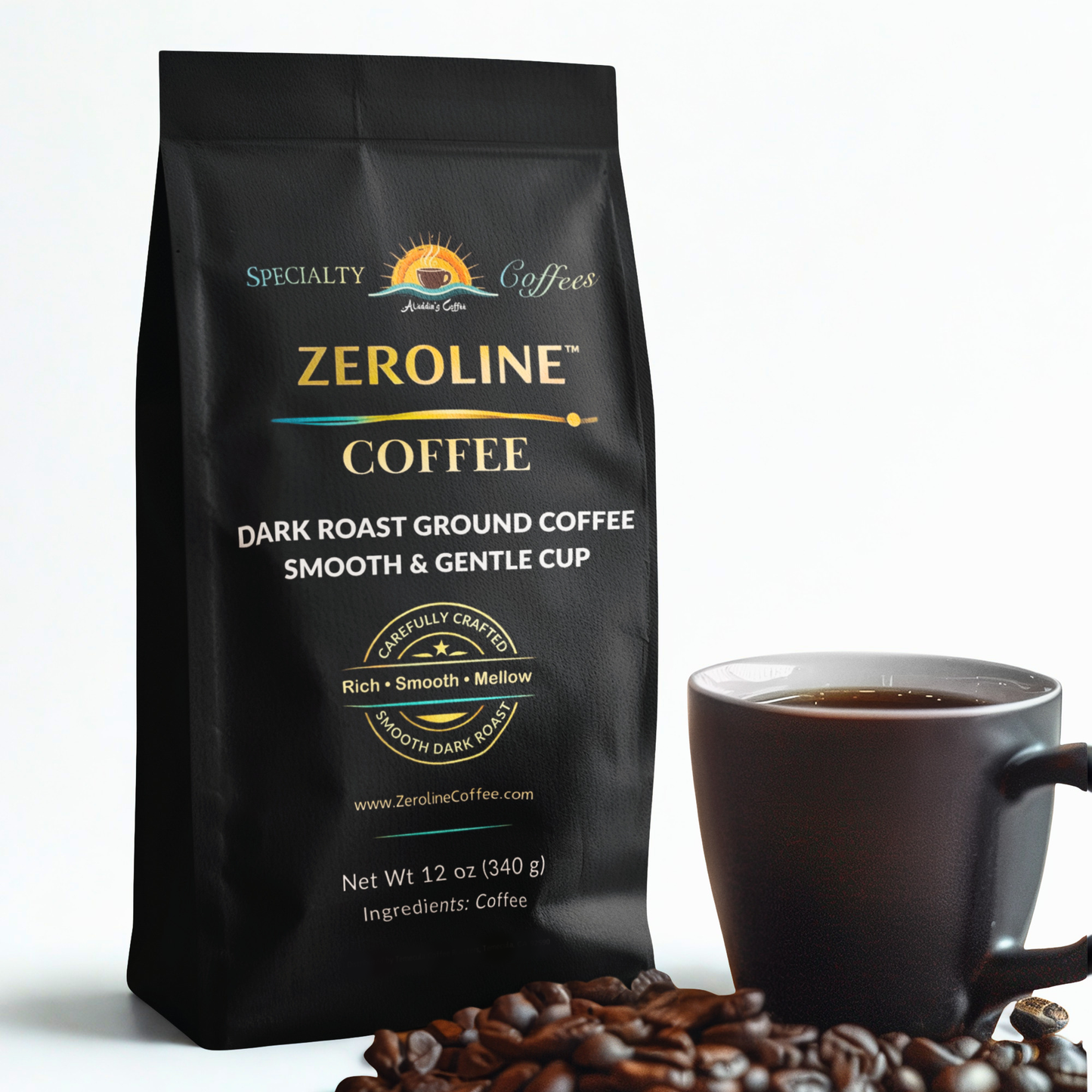 Low Acid Coffee, Stomach-Friendly, Ultra Low Acid, Non-GMO, Fresh Roasted to Order, Dark Roast, Specialty-Grade Coffee, 12 oz